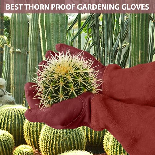 SLARMOR Long Gardening-Gloves Women/Men-Thorn proof Rose Pruning Heavy Duty Gauntlet-XS