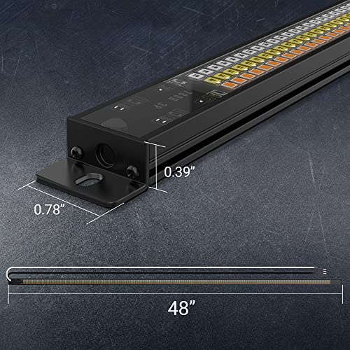 MICTUNING 47 Inch LED Tailgate Light Bar Triple Row Full Function Sequential Amber Turn Signal - Aluminum Frame Light Strip for Trucks Waterproof with 4-Way Flat Connector