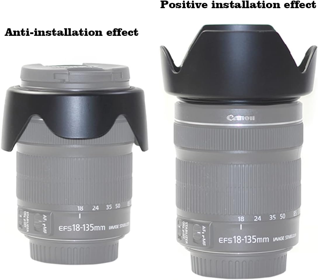 EW-73B Lens Hood Shade for Canon EF-S 18-135mm f/3.5-5.6 is(Not is USM),18-135mm f/3.5-5.6 is STM(Not USM),EF-S 17-85mm f/4.5-5.6 is USM SLR Lens,67MM Digital Tulip Flower Lens Hood Black