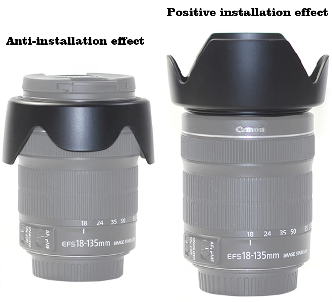 EW-73B Lens Hood Shade for Canon EF-S 18-135mm f/3.5-5.6 is(Not is USM),18-135mm f/3.5-5.6 is STM(Not USM),EF-S 17-85mm f/4.5-5.6 is USM SLR Lens,67MM Digital Tulip Flower Lens Hood Black