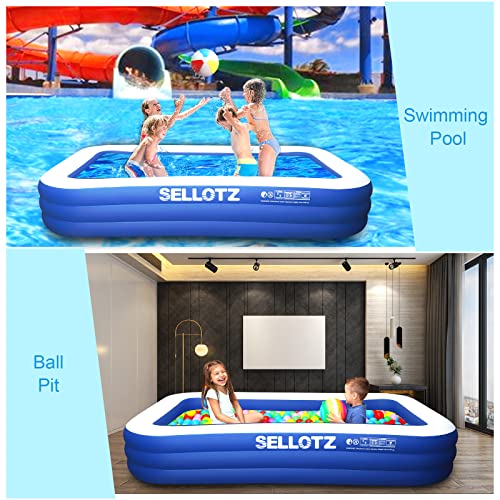 SELLOTZ Inflatable Pool for Kids and Adults, 120" X 72" X 22" Oversized Thickened Family Swimming Pool for Toddlers, Outdoor, Garden, Backyard, Summer Water Party