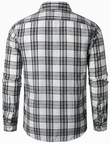 ZEROYAA Men's Casual Regular Fit Button Up Flannel Checked Plaid Shirts with Pockets ZLCL41 Rust Red Medium