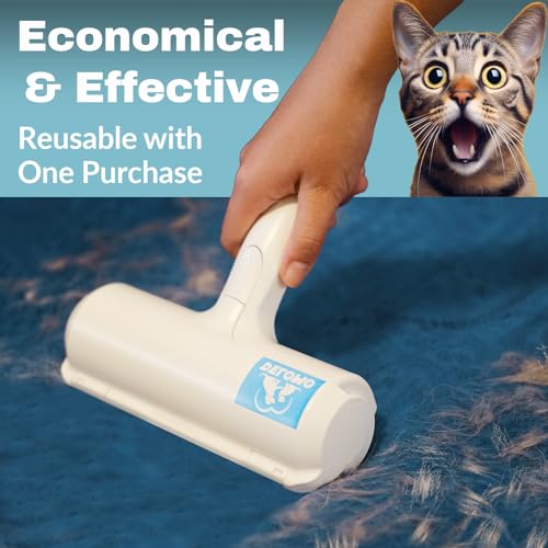 DELOMO Pet Hair Remover - Lint Roller for Pet Hair - Cat and Dog Hair Remover for Couch, Furniture, Carpet, Car Seat, Reusable Roller W/Self-Cleaning Base - Upgraded Animal Fur Removal Tool