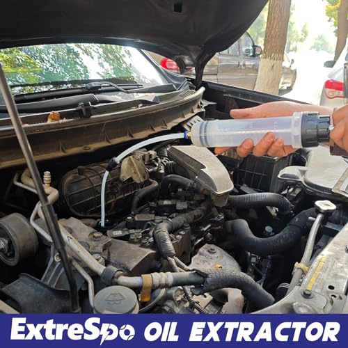 ExtreSpo 200CC Fluid Extractor, Fluid Syringe Pump, Oil Extractor for Cars/Ships/Engines/Lawn Mowers Fluid Extraction and Filling, with 2 Transparent Hose