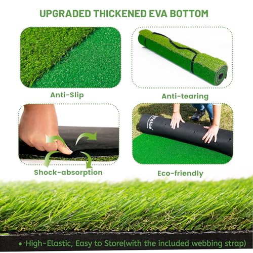 MyVoice Golf Hitting Mat - Pro 5x4ft | Premium Indoor/Outdoor Training Mat for Chipping, Swing, Driving | 2 Grass Turf Options, Thickened Design (21/45mm) | High-Elastic, Non-Slip Base