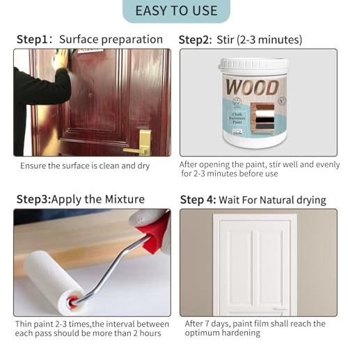 SIX FOXES Matte Chalk Paint Furniture Paint Kit (With Tools) - [35Oz, licorice black] 50-55sq.ft/Twice. Water-Based, Non-Toxic & Odorless of Wood Paint, for Cabinets, Doors, Tables, Easy to Apply