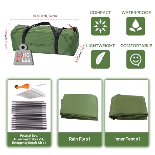 Clostnature Crux Lightweight Tent for Backpacking - 2 Person Ultralight Backpacking Tent, Waterproof Easy Setup Camping Tent, Hiking Tent for Outdoor, Hiking and Mountaineering