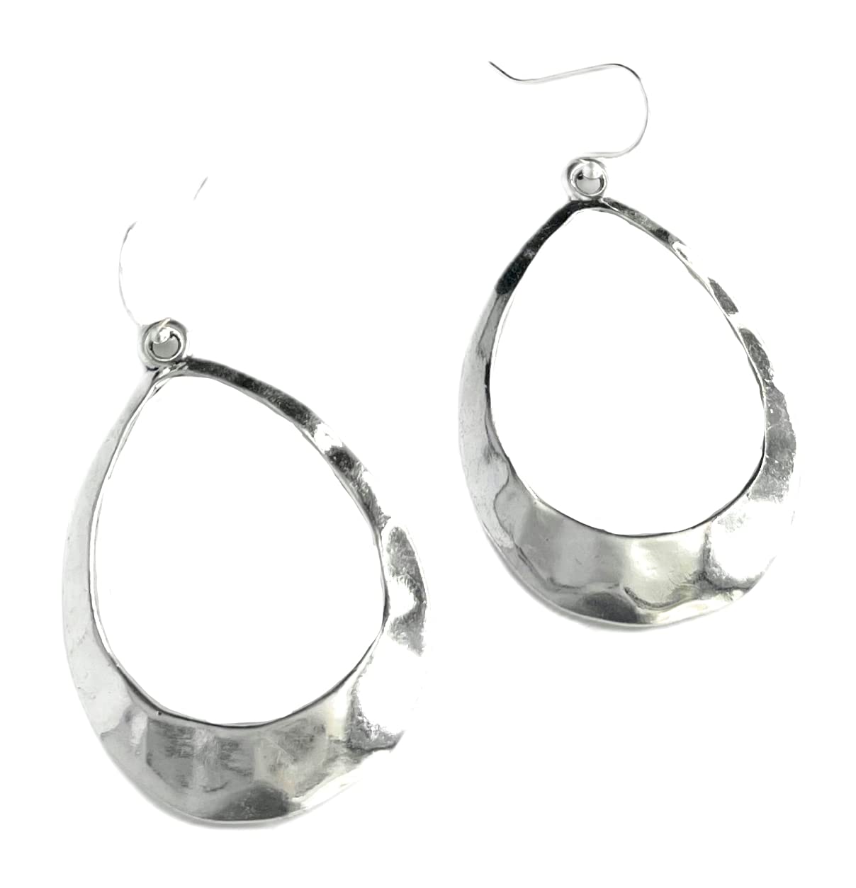 Large Teardrop Hoop on Sterling Silver Earrings Bohemian Boho Statement Jewelry