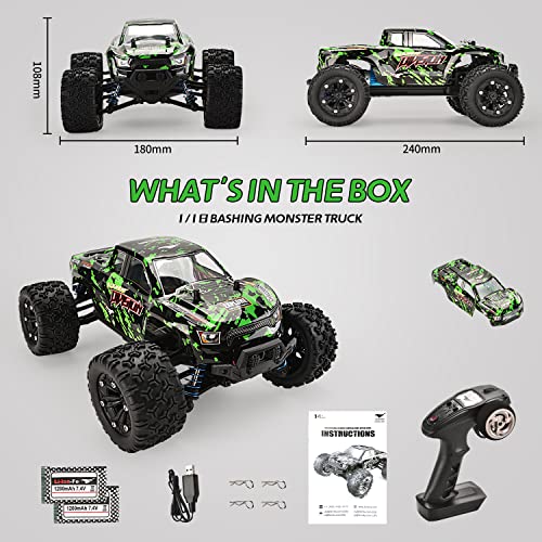 TENSSENX 1:18 Scale All Terrain RC Cars, 40KM/H High Speed 4WD Remote Control Car with 2 Rechargeable Batteries, 4X4 Off Road Monster Truck, 2.4GHz Electric Vehicle Toys Gifts for Kids and Adults