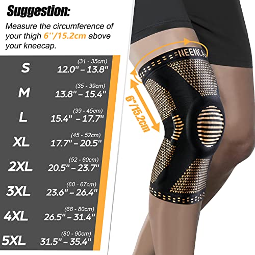 NEENCA Copper Knee Brace for Knee Pain, Knee Support with Patella Pad & Side Stabilizers, Compression Knee Sleeve for Sport, Workout, Arthritis, ACL, Joint Pain Relief, Meniscus Tear- FSA/HSA Eligible