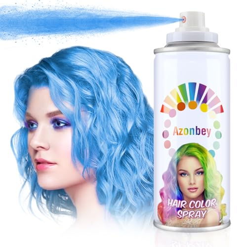 Temporary Hair Color Spray,Temporary Hair Color Wax,Azonbey Kids Hair Wax Dye Pomades Disposable Natural Hair Strong Style Gel Cream Hair Dye-On 1-Day Washable Hair Spray (Blue#)