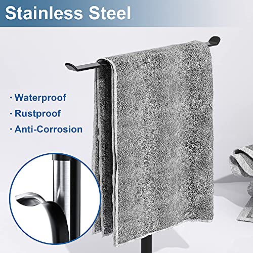 Towel Rack T-Shape Hand Holder for Bathroom,Headband and Lightweight Bathroom Racks,Kitchen Black Holder,Stainless Steel Waterproof Counter Organizer