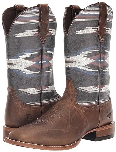 Ariat Men's Frontier Chimayo Western Boot, Natural Crunch/Arroyo Chocolate, 7 Wide