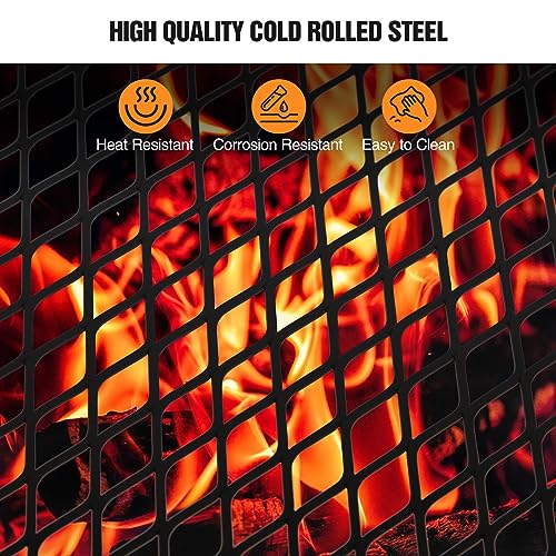 REDCAMP Folding Campfire Grill Heavy Duty Steel Grate, Portable Camp Fire Cooking Rack Over Fire Pit with Carrying Bag for Outdoor BBQ Camping