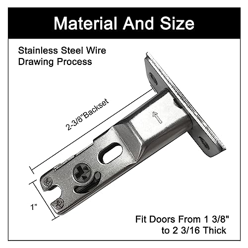 Pocket Door Lock with Key,Privacy Door Hardware Suitable for Bathroom Bedroom etc Recessed 2 Sided, 2 3/8" Backset, Invisible Hardware for 1 3/8” to 2 3/16” Thickness Door (Black)