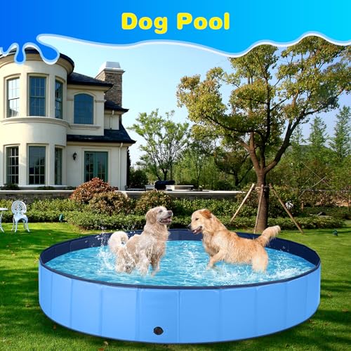 Jecoo Dog Pool for Large Dogs Kiddie Pool Hard Plastic Professional Dog Bathing Tub Kids Swimming Pool for Pets and Dogs