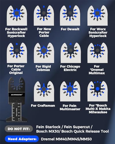 GORWARE Multitool Blades, 60PCS Japanese Tooth Blades for Wood Plastic, Universal Oscillating Tool Blades Fit Milwauke, Dewalt, Worx, Rockwell, Rigid