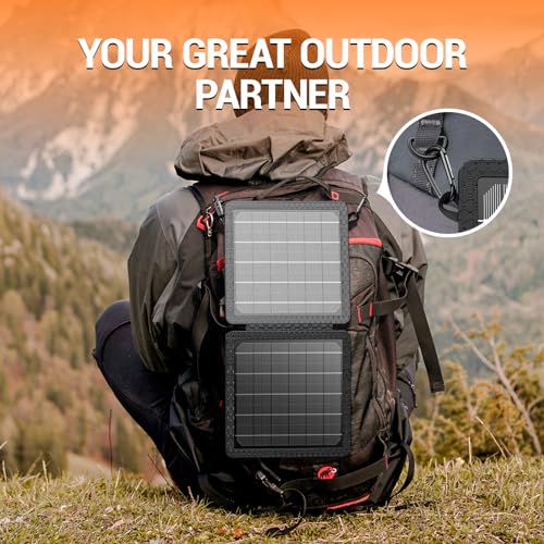 GOODaaa 10W Portable Solar Charger with Dual USB Outputs Super Handy Foldable Size 24% High Conversion Efficiency Solar Panels, Waterproof & Dustproof & Shockproof, Wide Compatibility