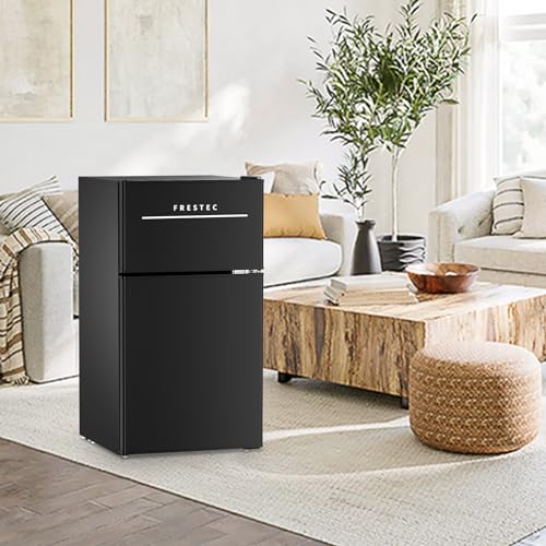 Frestec 3.1 CU' Mini Fridge with Freezer,2-Door Compact Refrigerator,Small Refrigerator for Bedroom Dorm Office Apartment, Black (FR 302 BK)