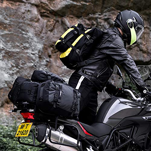 Rhinowalk Motor Pannier Bag Motorcycle Seat Bag Waterproof Travel Luggage Motorcycle Tail Bag Rear Rack Trunk Storage Bag 10L, Black