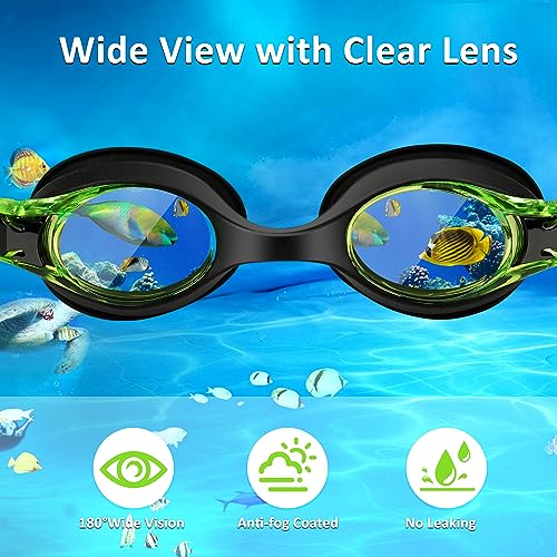 Starweh Kids Swim Goggles, 2 Pack Swimming Goggles No Leaking Anti Fog Kids Goggles for Boys Girls(Age 6-14)