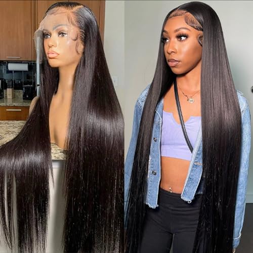 UKOWN Straight Lace Front Wigs Human Hair Pre Plucked 180 Density 13x6 Lace Front Wigs Human Hair HD Transparent Glueless Wigs With Baby Hair 20 Inch
