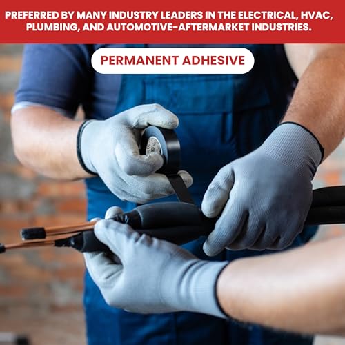 GGR Supplies T.R.U. EL7566-AW Professional Grade Rubber Black PVC Electrical Tape, Rated up to 600 Volts and 176 F - UL/CSA/CE Listed Synthetic: 1/2 in. x 66 Ft. (8 Mil)