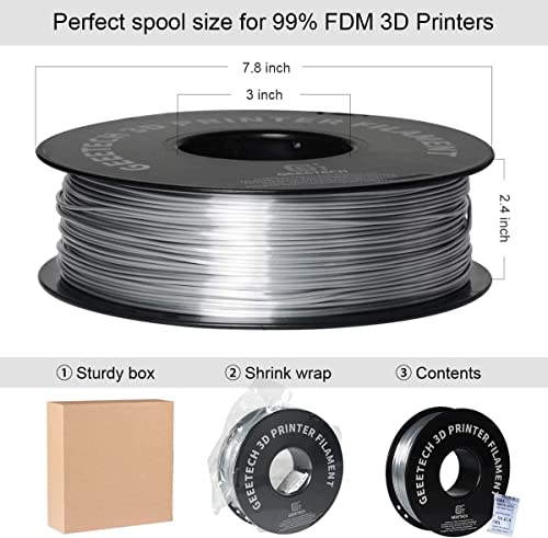 Geeetech Silk PLA Filament 1.75mm for 3D Printer, Metal-Like Shiny Consumable 1kg (2.2lbs) 1 Spool, Dimensional Accuracy +/- 0.03 mm,Metallic Pink (Magenta)