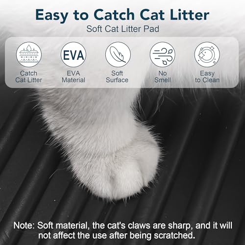 UPSKY Cat Litter Mat, Large Kitty Litter Trapping Mat Soft on Kitty Paws, Litter Box Mat Keep Floor Clean, 31" x 24" Waterproof and Washable Cat Litter Catcher Pad for Scatter Control