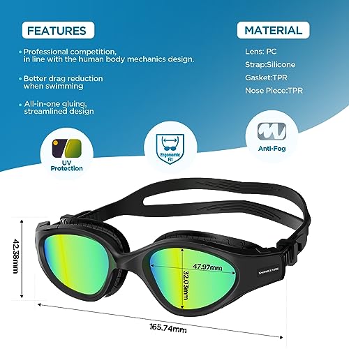 SwimStars Swim Goggles, Swimming Goggles for Adult Men Women Anti Fog No Leaking Pool Goggles