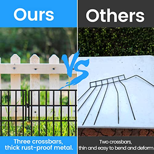 Getlay 10 Pack Animal Barrier Fences, 1.5" Gap No Digging Garden Fence Panels, Metals Black Deterrent Fence for Dogs Rabbits, Decorative Fence for Outdoor Landscape Patio Total 10 ft(L)×13 in(H)
