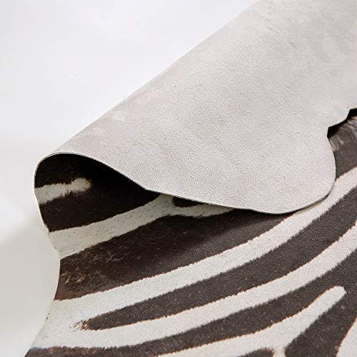 jinchan Zebra Print Area Rug Faux Skin Cowhide Animal Design Mat Faux Suede Safari Accent Rug Indoor Floorcover for Bedroom Living Room 3x4 Feet