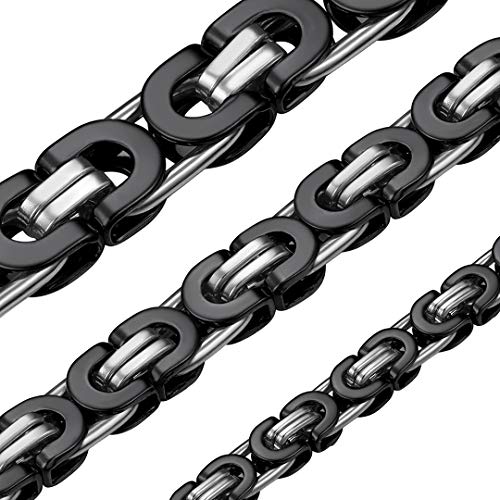 Flat Byzantine Chain for Men Stainless Steel Neck Chain 6mm 18 inch Male Necklace Choker