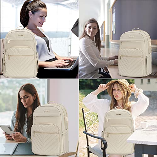 VANKEAN 15.6 Inch Laptop Backpack for Women Men Work Bag Fashion with USB Port, Waterproof Backpacks Nurse Stylish Travel Bags Casual Daypacks for College, Business, Black