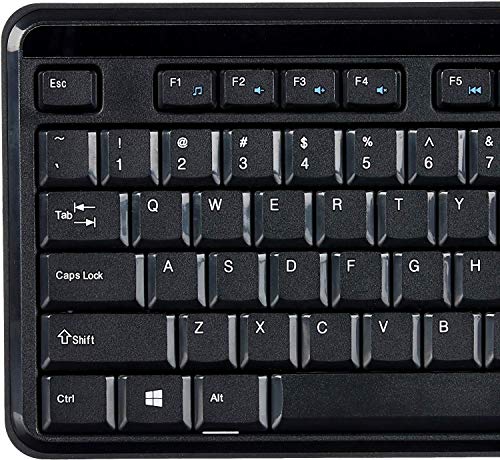 Amazon Basics 2.4GHz Wireless Keyboard with Numeric Keypad, Quiet and Compact US Layout (QWERTY), Black, Modern