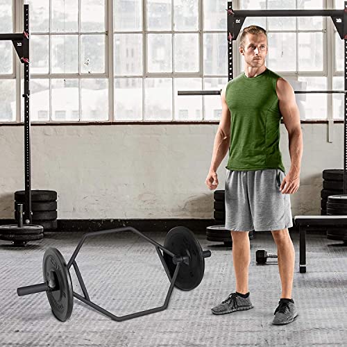 CAP Barbell Olympic Hex / Trap /Shrug /Deadlift Bar with Combo Grips, Black - New Version (OBIS-89HB)