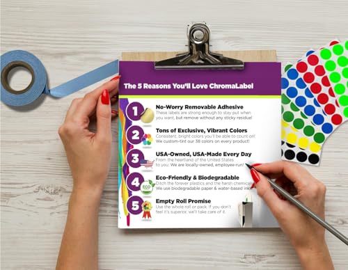 ChromaLabel 3/4 Inch Circle Sticker Labels, Easy to Write On Round Colored Stickers, Removable Sticky Dots - 1000 Color Coding Labels per Roll, Purple Label