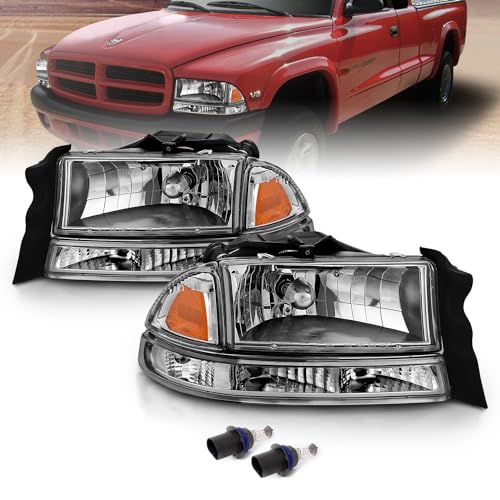AmeriLite Chrome Replacement Headlights Corner/Parking Sets For Dodge Dakota/Durango Driver and Passenger Side