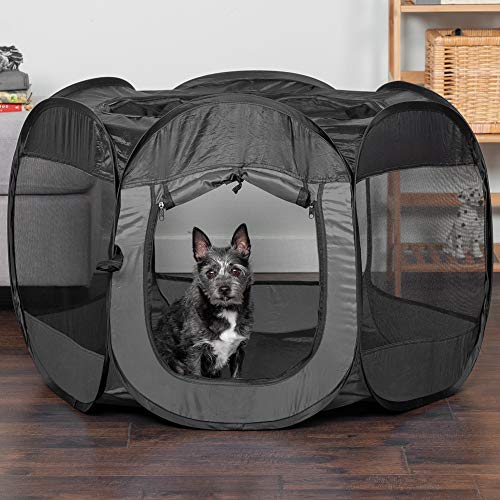 Furhaven Pop Up Playpen Pet Tent Playground - Gray Pebbles, Small