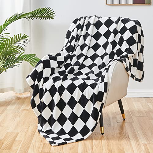 SOCHOW Checkered Flannel Throw Blanket, Soft Cozy Checkerboard Grid Pattern Fleece Blanket for Couch Bed Sofa, Sage Green 60 x 80 Inches