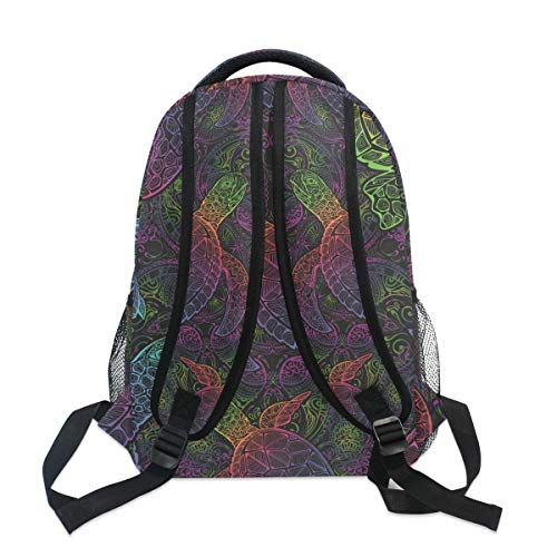 senya School Backpack Boho Sea Turtle Mandala Bookbag for Boys Girls Travel Bag One Size