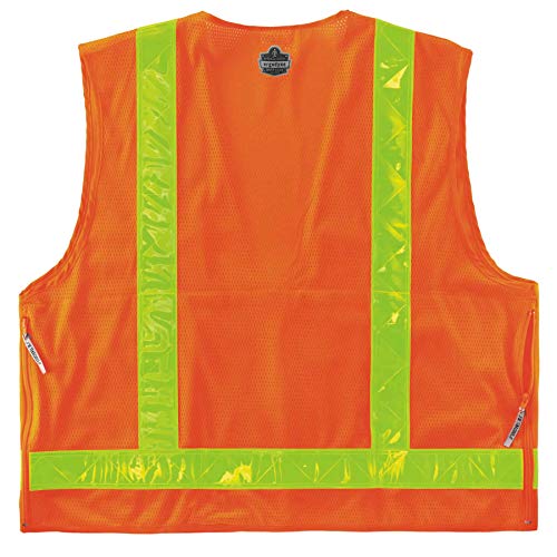 Ergodyne GloWear 8250ZHG Class-2 Hi-Gloss Surveyors Safety Vest, Orange, Small/Medium