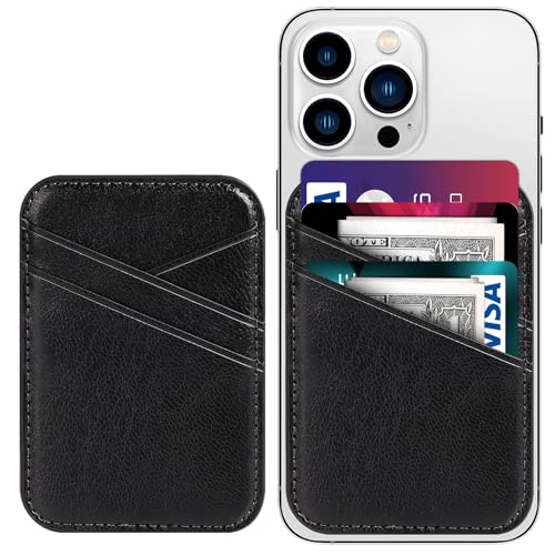 Miroddi for MagSafe Wallet, Strongest Magnetic Wallet Card Holder for iPhone 16/15/14/13/12 Series, 0.12” Invisible Ultra-Thin Magnetic Phone Wallet, 3 Card Slots, Fits 3 Cards, Vegan Leather, Gray