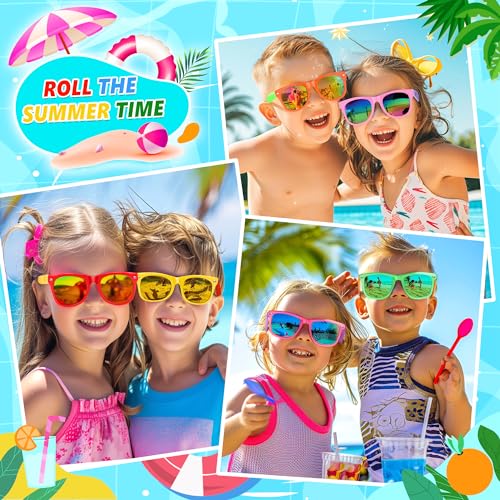 GIFTINBOX Kids Sunglasses Bulk Party Favors For Kids 3-5 4-8, 16Pack Neon Sunglasses For Kids Boys Girls with UV400 Protection, Pool Beach Kids Sunglasses Party Favors Great Gift for Birthday Party…