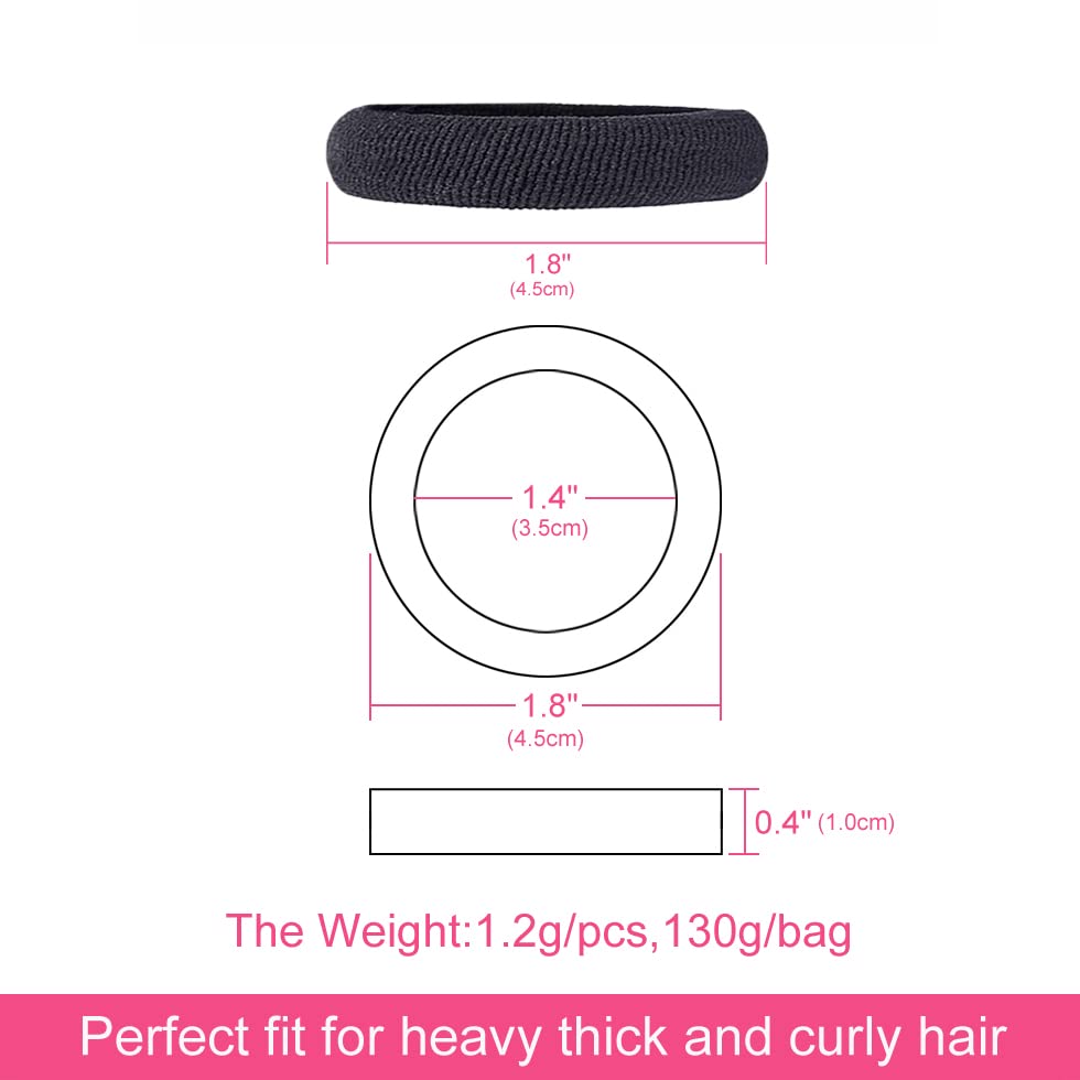 J-MEE Hair Bands Hair ties for Thick Hair 100PCS Seamless Cotton Simply Ponytail Holders Headband Scrunchies Hair Accessories No Crease Damage (Neutral Colors)