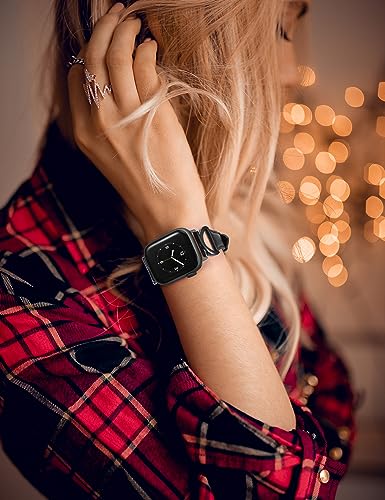 Minyee Leather Band Compatible with Apple Watch Bands 41mm 40mm 38mm 44mm 45mm 42mm 49mm Women, Slim Thin Dressy Designer Strap with C-Shape Metal Buckle for iWatch Ultra 2, Series