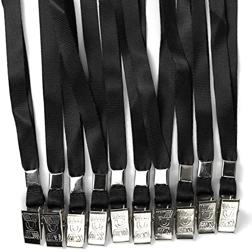 Bird Fiy® 50 Pcs Nylon Cord Lanyards Bulldog Clip Deluxe Neck Lanyard for Id Cards/badges (black)