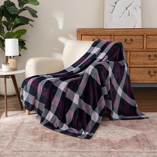 Berkshire Blanket Primalush™ Buffalo Plaid Plush Throw Blanket, Soft Fuzzy Lightweight Warm Fleece Throw for Couch, All Season Use(Double Buffalo Plaid, 50in x 70in)