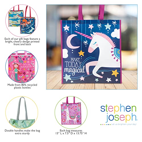 Stephen Joseph, Large Recycled Gift Bag with Handles, Kids, Reusable, Birthday Party Gift Bag, Shopping Bag
