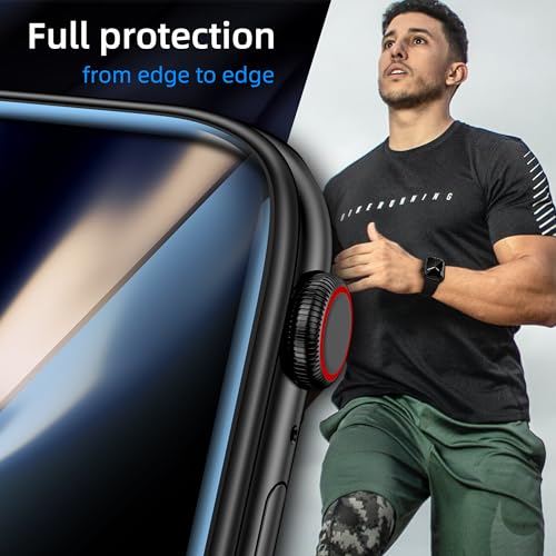 SWUU 2 Pack Tempered Glass Screen Protector with Titanium Alloy Frame Compatible with Apple Watch Ultra 2 / Ultra Screen Protector 49mm, Waterproof HD Film for iWatch Ultra 49mm S4 Titanium+Orange